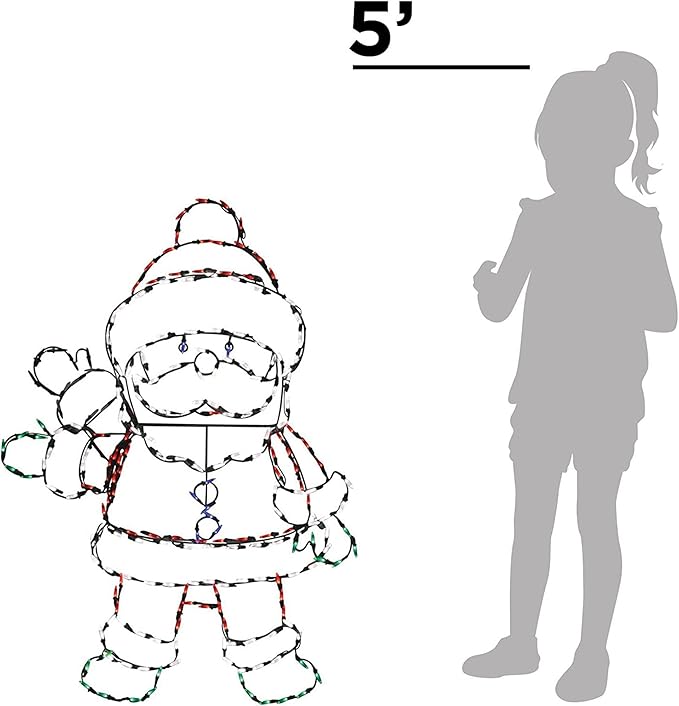 PRODUCTWORKS Pro-Line 48 Inch Waving Santa Indoor/Outdoor Christmas Yard Decoration, 200 Animated LED Multi-Color Lights