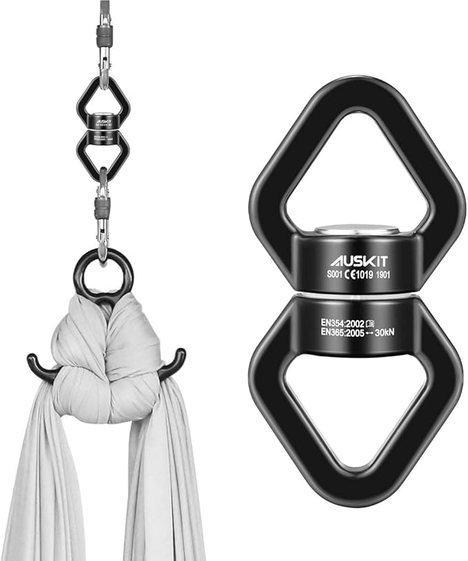 Black Swing Swivel, 30 KN Safest Rotational Device Hanging Accessory