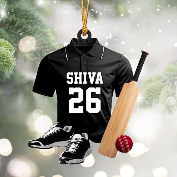 Personalized Cricket Ornament, Custom 2D Acrylic Design for Player or Team, Sports Ornament for Clubs, Fans, and Coaches, Christmas Tree Decoration Keepsake/1