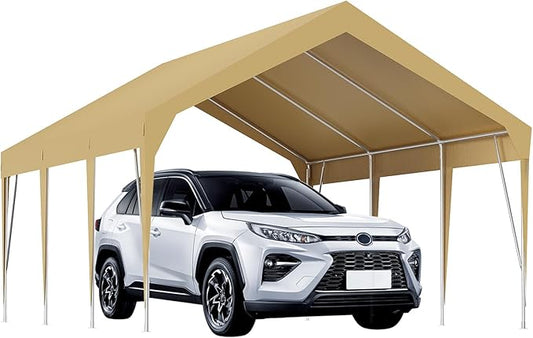 12x20FT Heavy Duty Carport Canopy Portable Garage Shelter, Waterproof UV-Resistant Outdoor Storage Cover with Adjustable Height for Cars Boats