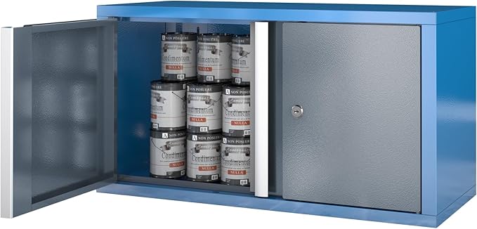 LARBANKE Metal Wall Cabinet with 2 Door,Lockable Floating Wall Storage Cabinet for Garage,Basement and Ware House,Metal Wall Cabinet with Positioning Paper,Assembly Required