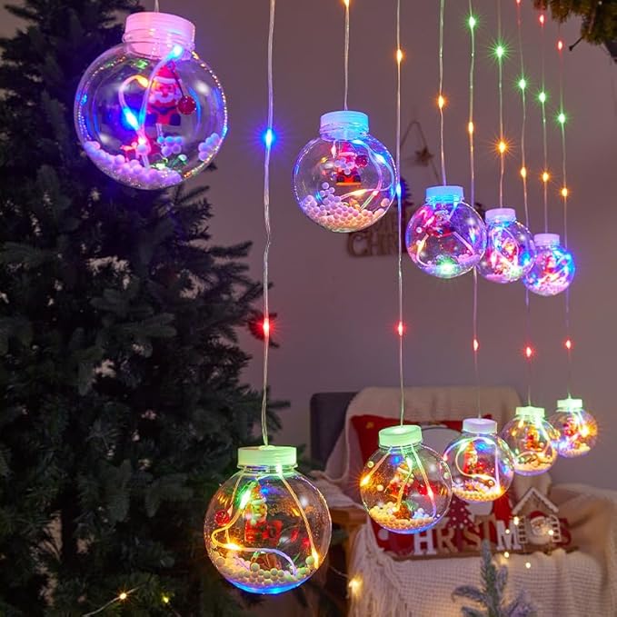 Wish Ball Curtain Lights: 118 in x 27.5 in LED Color - Changing String Lights. 8 Modes, Timer Function. Wish Balls with Built - in Christmas Tree Decorations.