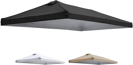 10x20 Canopy Replacement Top Cover with Air Vents for ez up Pop up Canopy Gazebo Tent, with Adjustable Strap, Waterproof & Anti-UV for Outdoor Shade (Frame Not Included) (Black)