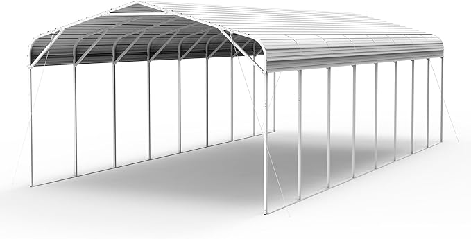 20x40 FT Heavy-Duty Galvanized Metal Carport, All-Steel Large Car Ports with Triangular Reinforcement & Heavy Anchors, Outdoor Vehicle Shelter Car Canopy for Trucks SUVs Boats RVs Storage