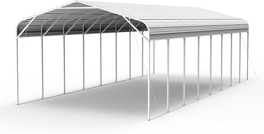 20x40 FT Heavy-Duty Galvanized Metal Carport, All-Steel Large Car Ports with Triangular Reinforcement & Heavy Anchors, Outdoor Vehicle Shelter Car Canopy for Trucks SUVs Boats RVs Storage