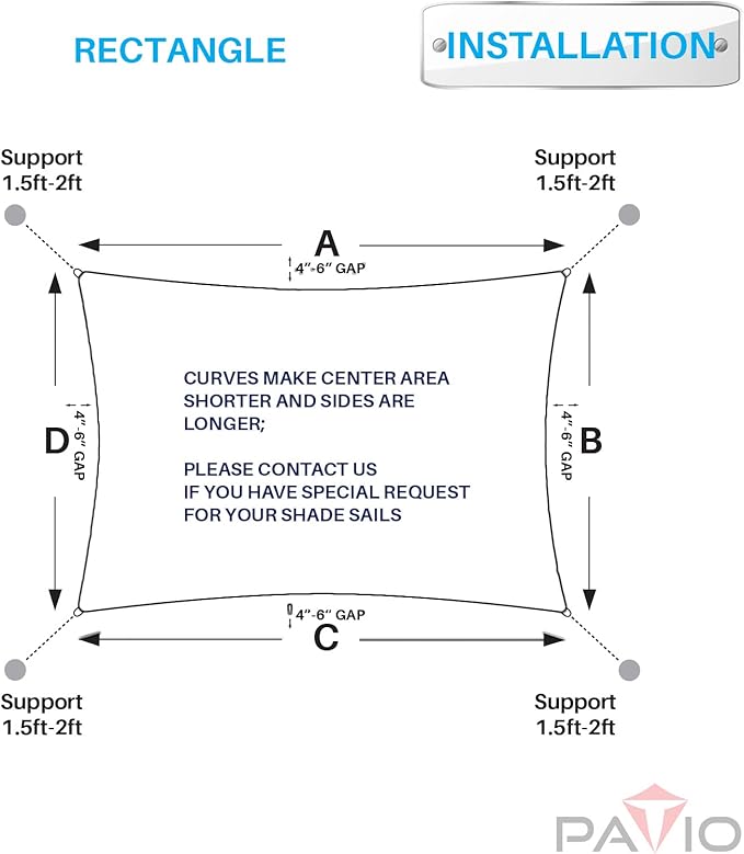 Patio Paradise 11' x 23' Sun Shade Sail Waterproof Red Rectangle Shade Canopy UV Block Tarp Cloth Outdoor Patio Cover for Garden Backyard Deck Awning