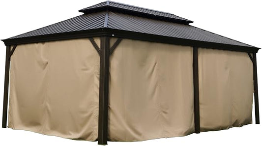 Kozyard Privacy Curtain Outdoor Waterproof Sidewall for Hardtop, OEM Replacement for Patio Gazebo Curtains - Alexander, Caesar, Rosana, Apollo (12ft x 20ft, Brown)