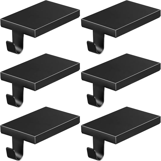 6 Pcs Christmas Stocking Holders Hanging Hooks Heavy Duty Mantel Stocking Holder Bases Weighted Metal Stocking Hangers for Shelf Fireplace Stair Xmas Party Decor (6, Black)