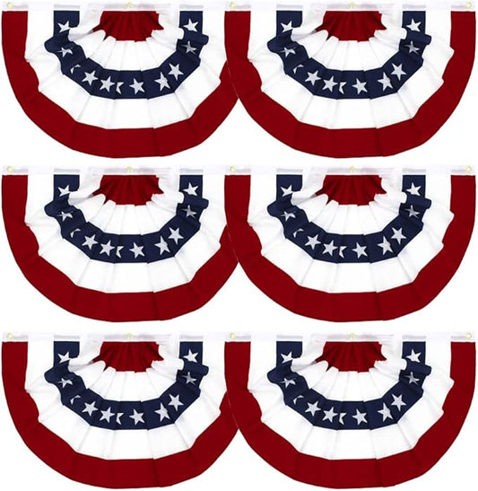 Flaglink 1.5x3Ft American Pleated Fan Flag Width Approx 90cm - US Patriotic Half Fan Bunting Flag 6 PACK