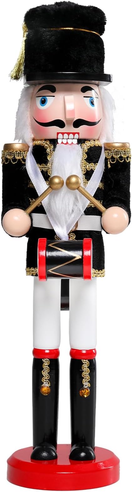 Christmas Nutcracker Decorations Nutcracker Figure 15 Inch Wooden Nutcrackers Collectible Ornament Nutcrackers Soldier for Table Desktop Home Christmas Decor Xmas Indoor Decor Black Hat beat a drum