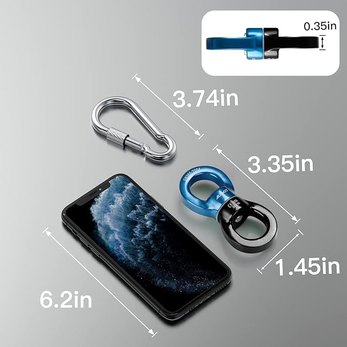 Black Blue Swing Swivel, 35 KN Safest Rotational Device Hanging Accessory