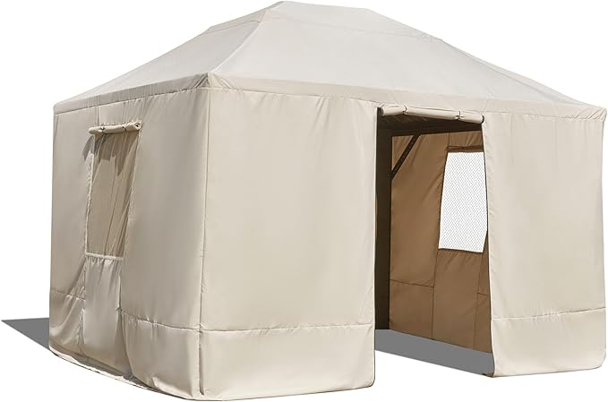 MELLCOM Winter Gazebo Cover for 10×12 Hardtop Gazebo, with Mesh Screens and Doors and Windows, Accessories for All Seasons