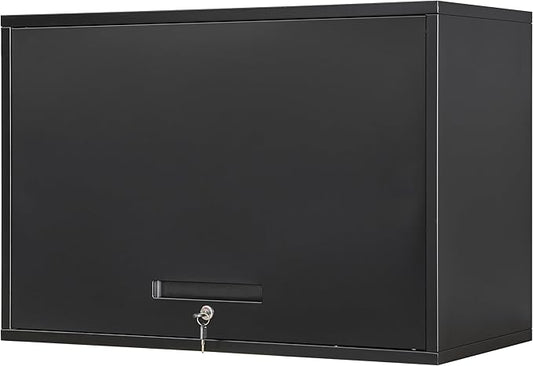 Yizosh Metal Garage Wall Cabinet with Doors and Shelves, Wall Mounted Metal Storage Cabinet, Floating Garage Tool Cabinet for Garage, Basement, Kitchen, Warehouse (Black, 21.6 H)