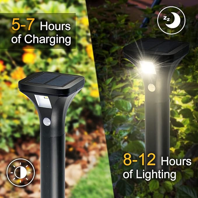 LED Solar Powered Motion Sensor Pathway Lights, Battery Powered Outdoor Waterproof Motion Detector Walkway Light, Use for Your House's Yard Backyard Driveway Sidewalk Path Garden etc.(2 Pack)