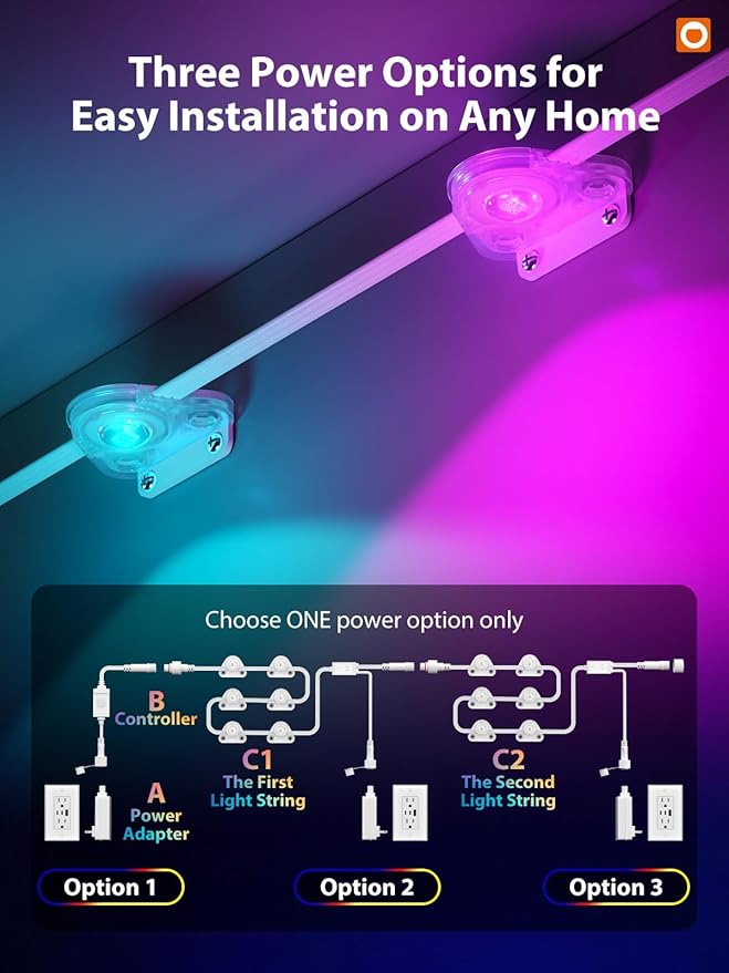 addlon Permanent Outdoor Lights, RGB+IC Color-Changing LED House Lighting with App & Remote, Christmas Light Effects, IP67 Weatherproof Outdoor Lights for Holidays & Christmas Decorations, 200FT