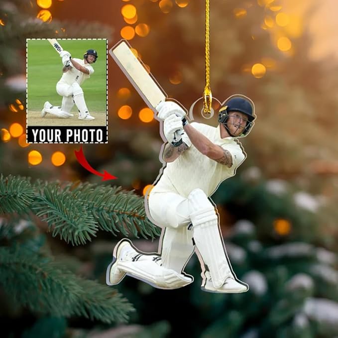 Personalized Cricket Ornament, Custom 2D Acrylic Design for Player or Team, Sports Ornament for Clubs, Fans, and Coaches, Christmas Tree Decoration Keepsake/6