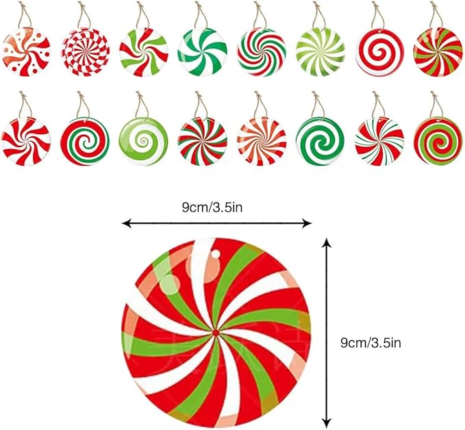 Christmas Tree Decorations - 16 PCS Christmas Tree Candy Paper Hanging Ornament Holiday Ornaments Decor Home Indoors