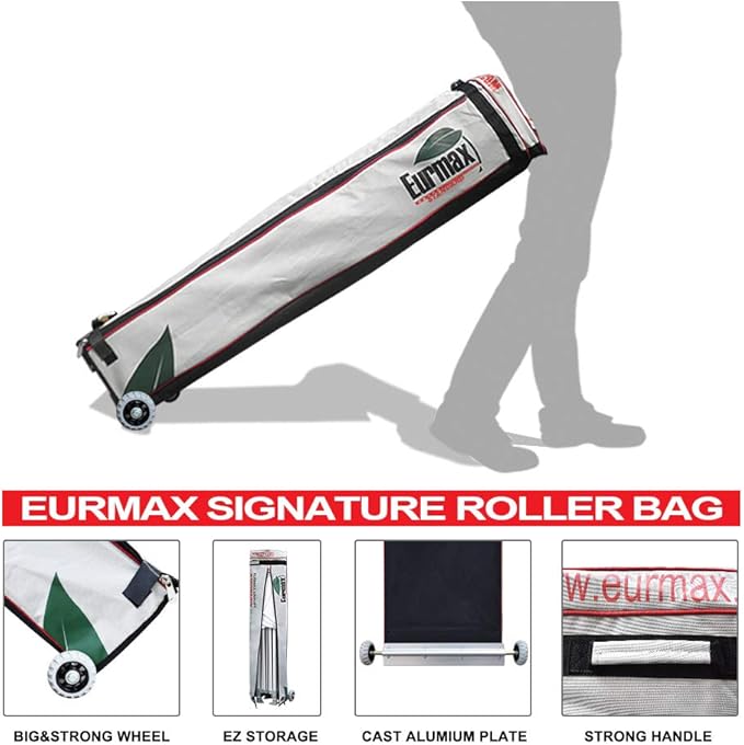 Eurmax USA 10'x20' Pop Up Canopy Tent Commercial Instant Canopies with Heavy Duty Roller Bag,Bonus 6 Sand Weights Bags (Kelly Green)