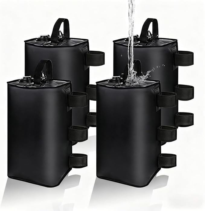 slashome 4 Pack 10L Canopy Water Weights for Wind, 88 Lb Water Bag Weights, Heavy Duty Anti-Tip Tent Stakes Leg Weight Bags for Gazebo, Pop Up Canopy, Party Tent, Market Stall (10L, 4)