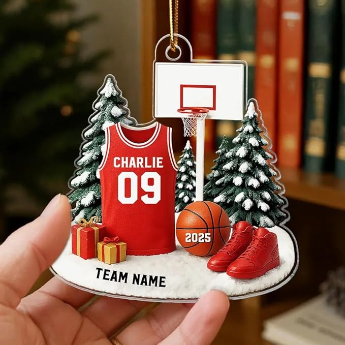 Personalized Basketball Christmas Acrylic Ornament, Basketball Ornaments Christmas Tree Hanging Ornaments Tree Decorations, Basketballs Player Uniform, Gift for Basketballs Lovers /6