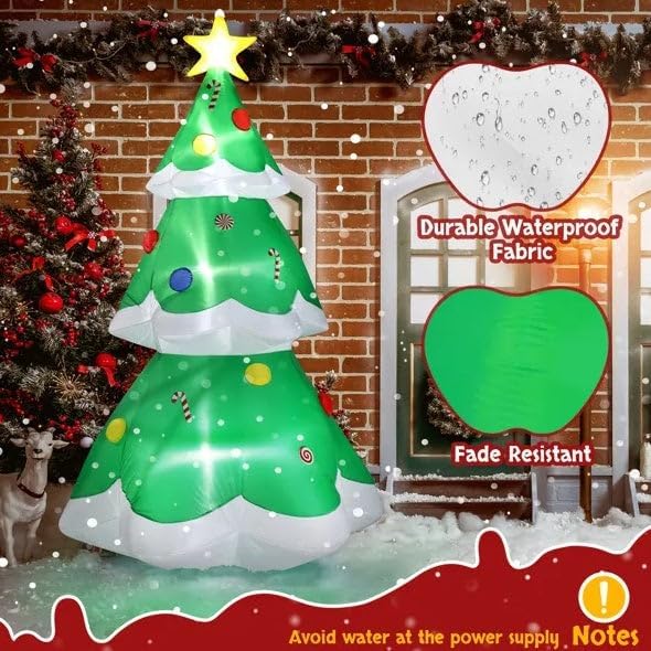 6.9 FT Lighted Christmas Inflatable Decoration, Inflatable Christmas Tree, Blow Up Yard Decorations with Built-in LED Lights for Holiday Party Front Yard Lawn Garden Decor