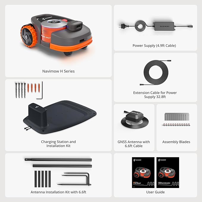 Segway Navimow H1500N-VF Robot Lawn Mower Perimeter Wire Free 0.37 Acre RTK+Vision Robotic Lawnmower, Virtual Boundary, Systematic Mowing, APP Control, Anti-Theft, 54dB(A) Quiet, Multi-Zone Management