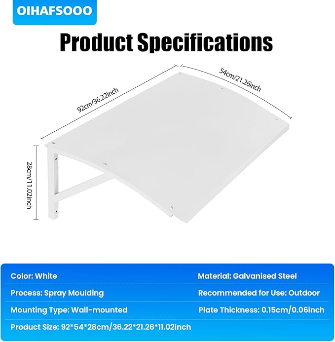 36.2in Air Conditioner Cover Awning for Outside Units AC Compressor Awning, Mini Split AC Cover Protection Sheet Condenser Sun Shade, Patio Awning Canopy UV Rain Snow Protection Sheet Heat Pump