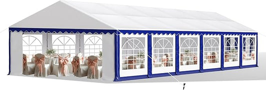 Tents for Parties Party Tent 20x40 ft, Outdoor Canopy Carpas para Fiestas Heavy Duty, Large Waterproof Patio Event Wedding Tent White & Blue with Sidewalls Walls for Backyard