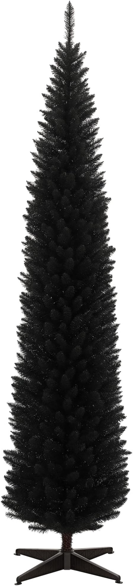 HOMCOM 8' Artificial Pencil Christmas Tree, Slim Xmas Tree with 618 Realistic Branch Tips and Plastic Stand, Black