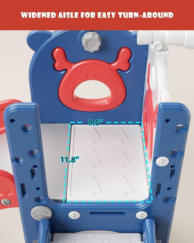 XJD 7 in 1 Toddler Slide, Kids Indoor Slide for Toddlers 12-36 Months, New Upgrade with Golf, Basketball Hoop for Indoor Outdoor Playset,Birthday Gifts for Toddler (Blue Red)
