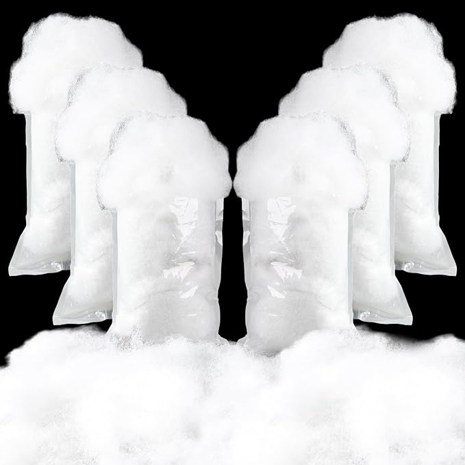 6Pack Christmas Fake Snow Decoration 600g/21.1oz Artificial Fluffy Snow Fiber Soft Fake Fluffy Snow Blanket Indoor Fake Winter Snow Stuffing Snow Covering (6)