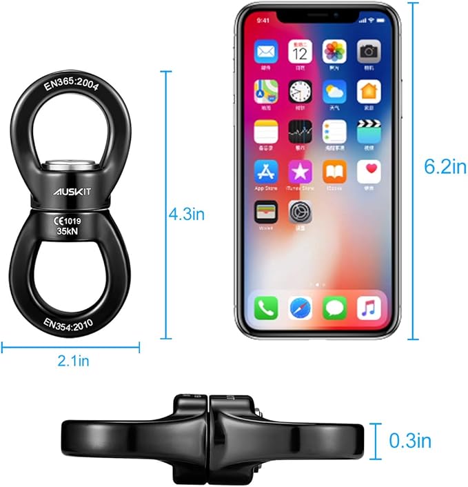 Black Swing Swivel, 35 KN Safest Rotational Device Hanging Accessory