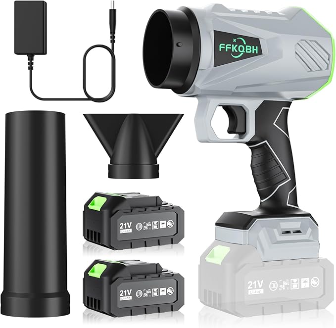 Leaf Blower Cordless with High Power,with Battery and Charger£¬Extended Nozzle, Lightweight Handheld Design, Leaf Blower for Patio Cleaning,car Blowing Water,Lawn Care (2PC Battery)