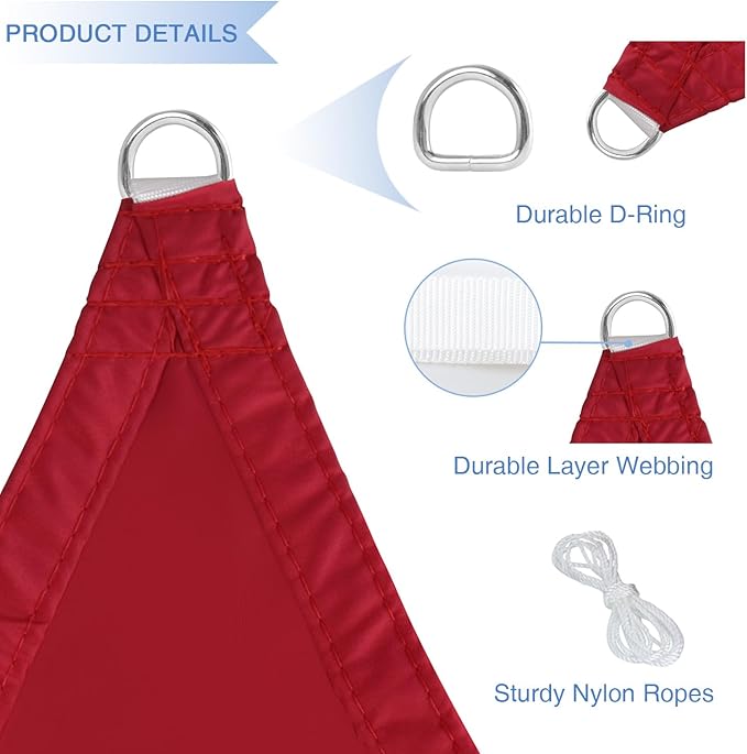 E&K Sunrise 13' x 21' Waterproof Sun Shade Sail Outdoor Rectangle Canopy Shade Cover UV Block for Pergola Patio Backyard Garden Deck (Red)
