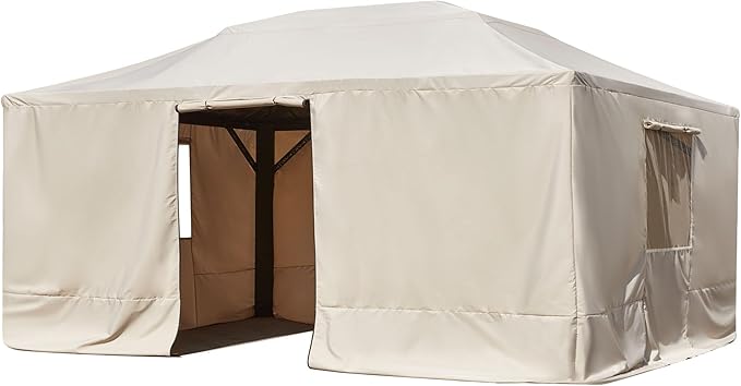 MELLCOM Winter Gazebo Cover for 12×16 Hardtop Gazebo, Accessories for All Seasons, with Mesh Screens and Doors and Windows