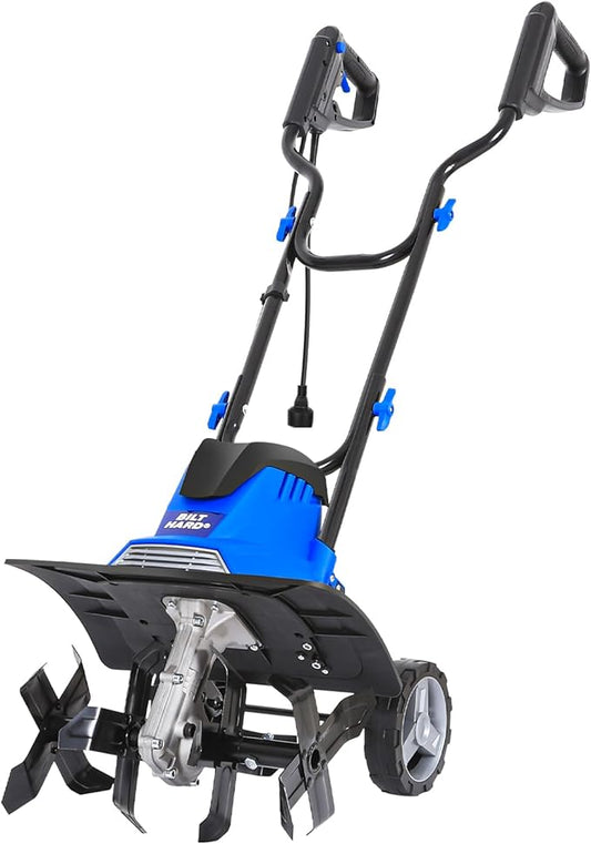 BILT HARD 14 10Amp Electric Garden Tiller | 4 Steel Tines Tiller Cultivator with Foldable Handle & Adjustable Wheels for Soil Cultivation, Weeding, Portable Gardening