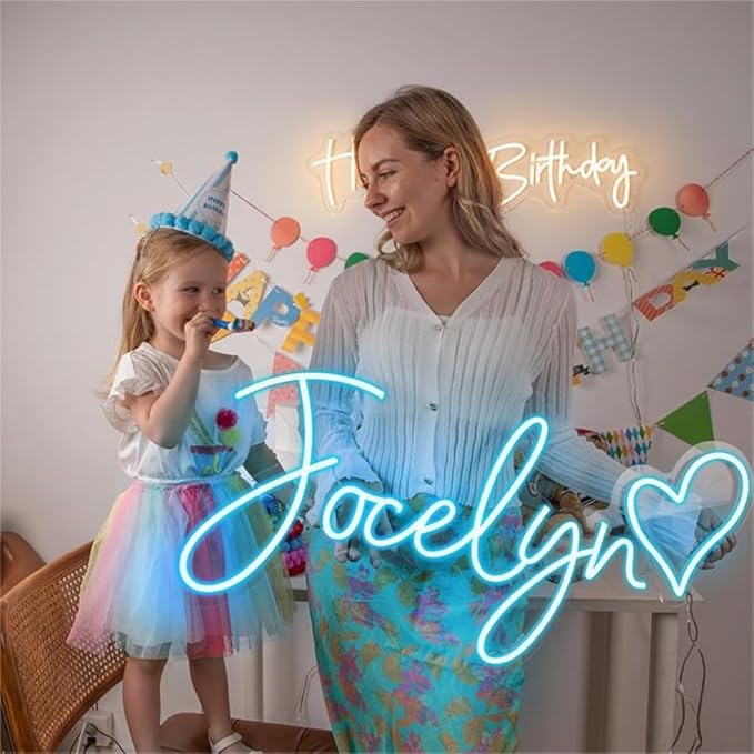 Personalized Neon Signs, LED Customized Neon Sign for Wall Decor, Battery Operated Personalized Dimmable Neon Name Signs, Large Custom LED Light for Bedroom Wedding Party Bar Business Birthday Gift