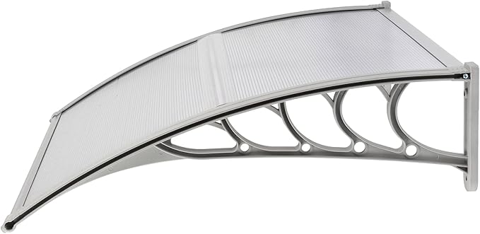 Window Awning Door Canopy Exterior- 38" x 40" Aluminum Door Awning, Polycarbonate Cover Patio Canopy Awning for House, Outside, Rain Snow & UV Resistant (Clear Board & Grey Bracket)