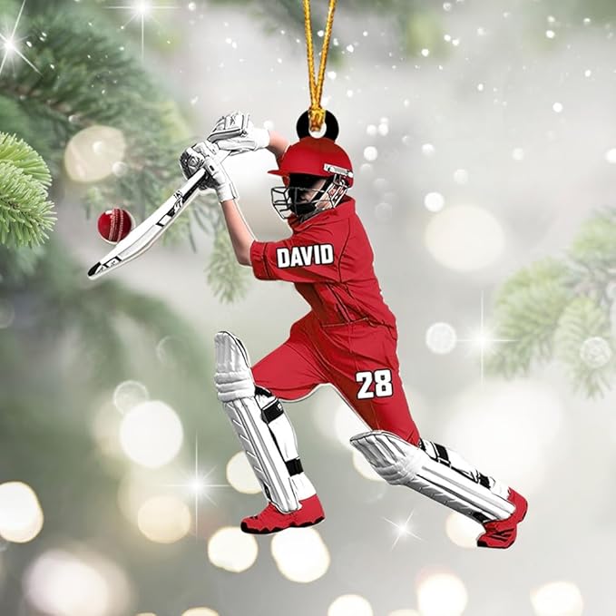 Personalized Cricket Ornament, Custom 2D Acrylic Design for Player or Team, Sports Ornament for Clubs, Fans, and Coaches, Christmas Tree Decoration Keepsake/5