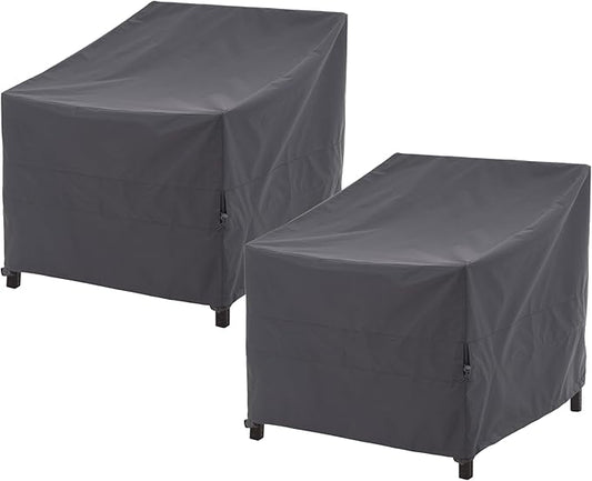 WJ-X3 Patio Chair Cover, Outdoor Lounge Cover, Heavy Duty, Waterproof Lawn Chair Covers, 43W x 42D x 42H, Grey, 2-Pack