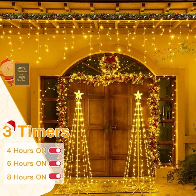 Ollny Icicle Lights for Outside 306LED 25FT, Color Changing Christmas Light with Remote 11 Modes Timers Waterproof, Plug in Connectable Hanging Lights for Outdoor Indoor House Roof Holiday