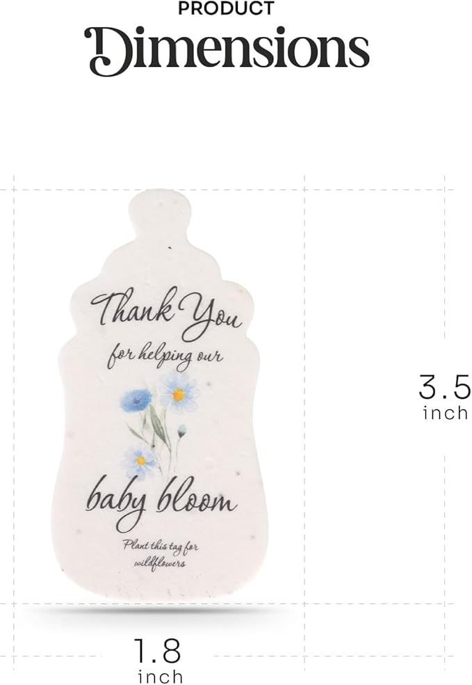Baby Bottle Shaped Seed Paper – 5Pcs Blue Baby Shower Favors for Guests with Wildflower Seeds, Writable & Plantable, Gender Reveal, Birthday Gifts for Guest