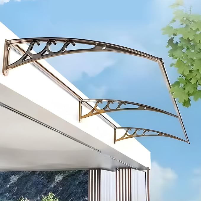 Outdoor Patio Awning Canopy for Doors & Windows - Polycarbonate UV/Rain/Snow Shield with Hollow Sheet Design, Exterior Overhang Cover for Entryway Protection