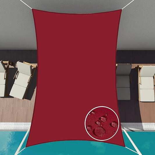 Patio Paradise 16' x 15'10" Sun Shade Sail Waterproof Red Rectangle Shade Canopy UV Block Tarp Cloth Outdoor Patio Cover for Garden Backyard Deck Awning