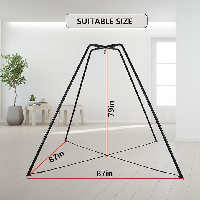 Swing Stand for Kids, 330LBS Heavy Duty Metal Swings Frame for Backyard Indoor, Anti-Rust and All Weather Resistance, Saucer Swing -NOT Included Black
