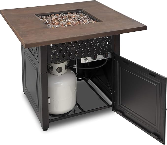 DualHeat by Endless Summer, The Donovan, 38 Square Propane Gas Outdoor Fire Pit Plus Patio Heater