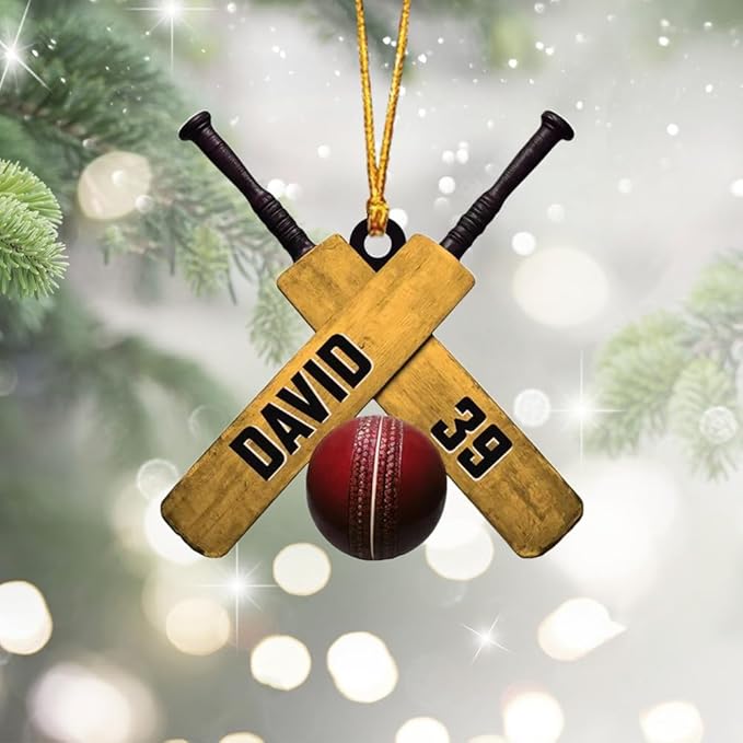 Personalized Cricket Ornament, Custom 2D Acrylic Design for Player or Team, Sports Ornament for Clubs, Fans, and Coaches, Christmas Tree Decoration Keepsake
