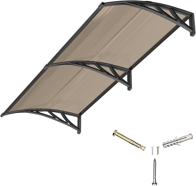 Awning for Door Entrance,40x60 Inches Window Awnings for Doors Canopy Polycarbonate Cover Patio Door Awning UV Rain Snow Sunlight Protection Hollow Shee