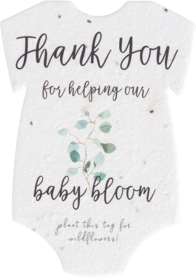 Onesie Seed Paper – 15Pcs Green Baby Shower Favors for Guests with Wildflower Seeds, Writable & Plantable, Baby Shower Gifts for Guest