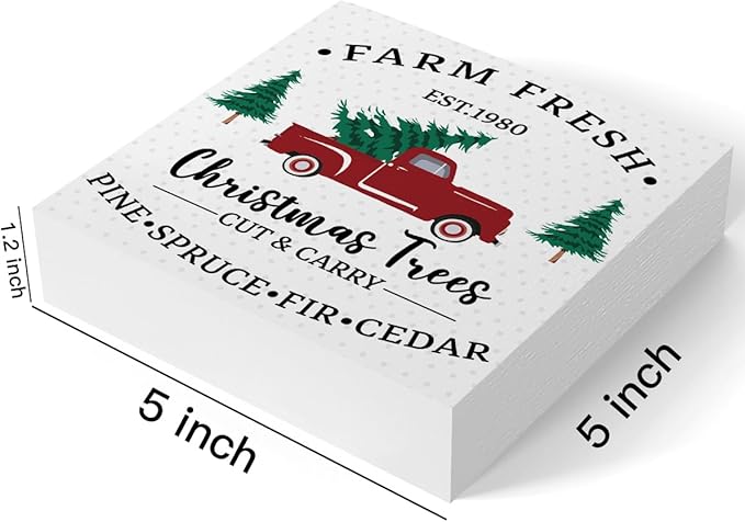 Funny Farm Fresh EST.1980 Sign Christmas Tree Decor Christmas Decorations Indoor Winter Desk Accessories Decoration for Table Home Shelf Office Gifts for Women 5 X 5 Inch